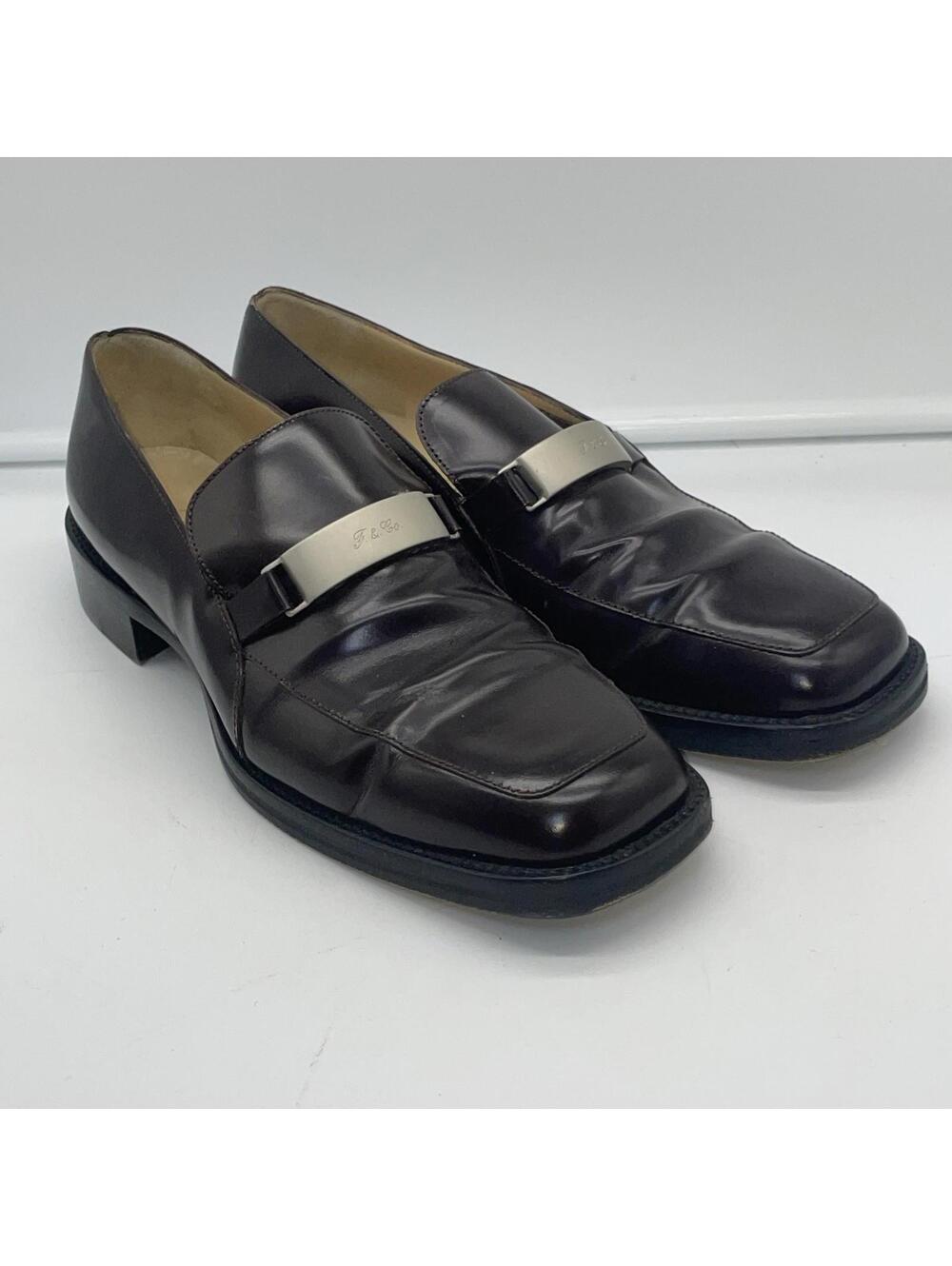 Fieramosca & Co Italy Womens Brown Leather Penny Loafers Silver  Logo Plate Sz 8
